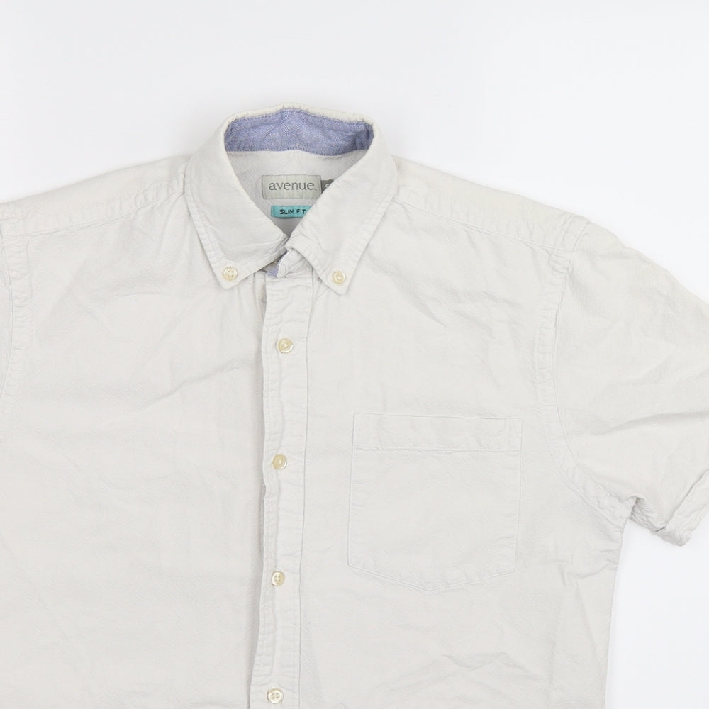 Avenue Mens White    Button-Up Size S