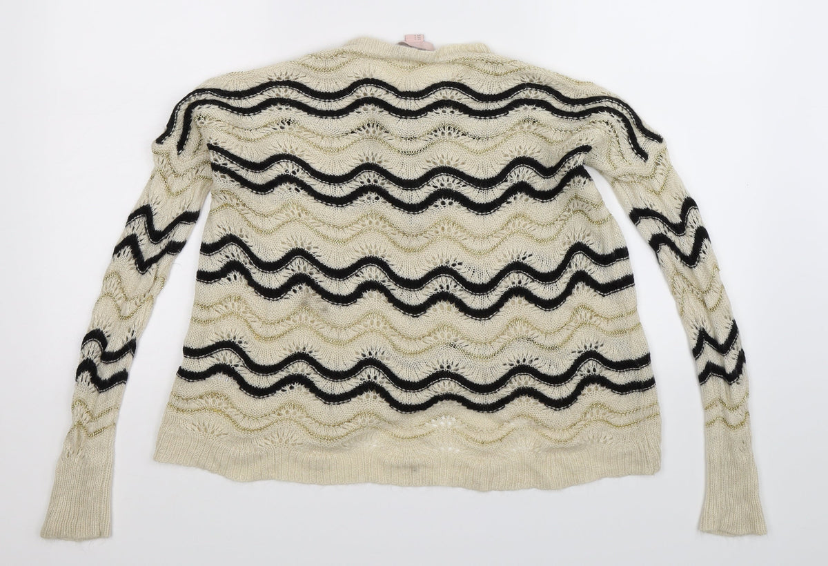 Forever 21 Womens White Striped Knit Pullover Jumper Size S