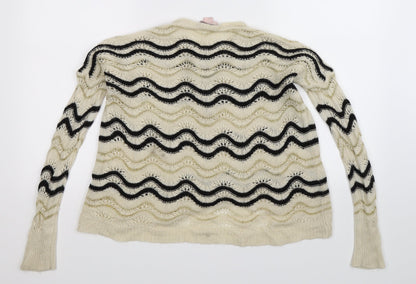 Forever 21 Womens White Striped Knit Pullover Jumper Size S