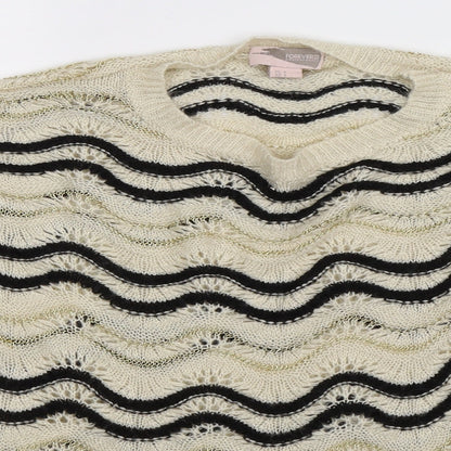 Forever 21 Womens White Striped Knit Pullover Jumper Size S