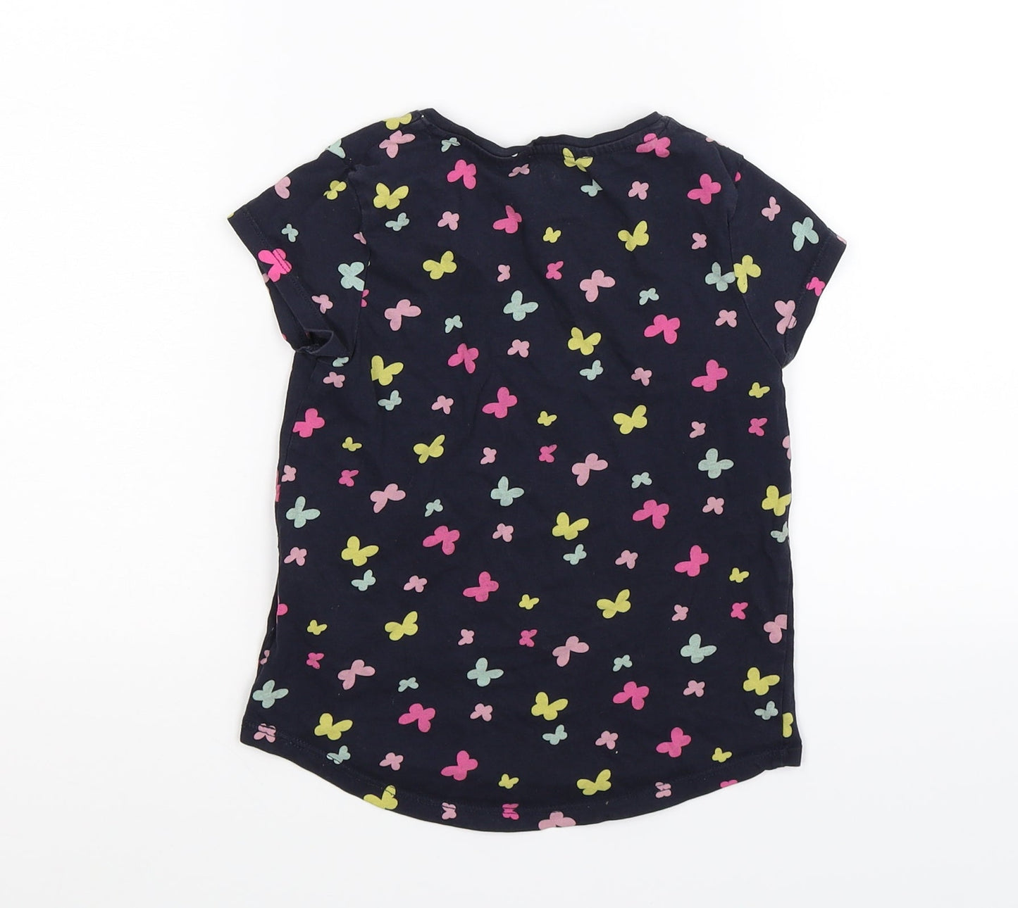 H&M Girls Blue Floral  Basic T-Shirt Size 5-6 Years