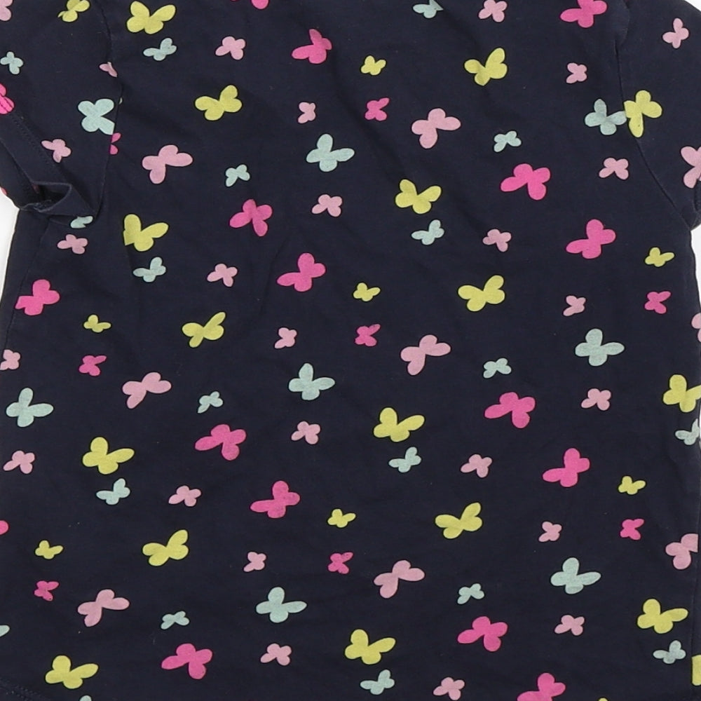 H&M Girls Blue Floral  Basic T-Shirt Size 5-6 Years