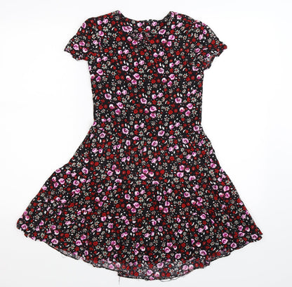 Jon Adam Womens Black Floral  Fit & Flare  Size XS