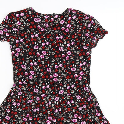 Jon Adam Womens Black Floral  Fit & Flare  Size XS