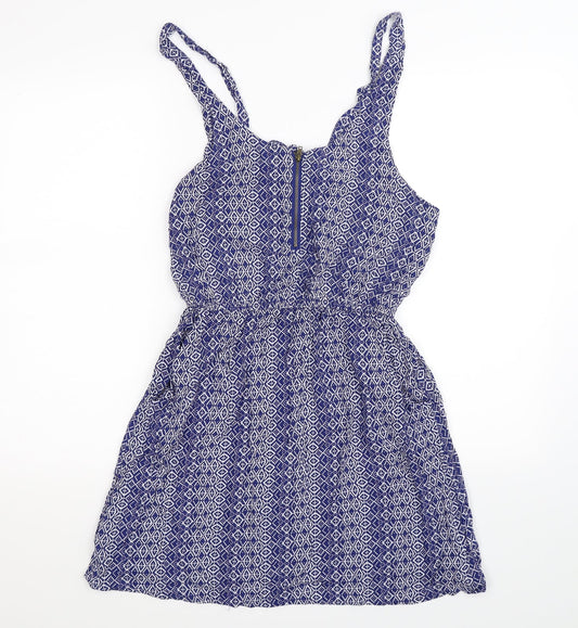 FOREVER 21 Womens Blue Geometric  Fit & Flare  Size M