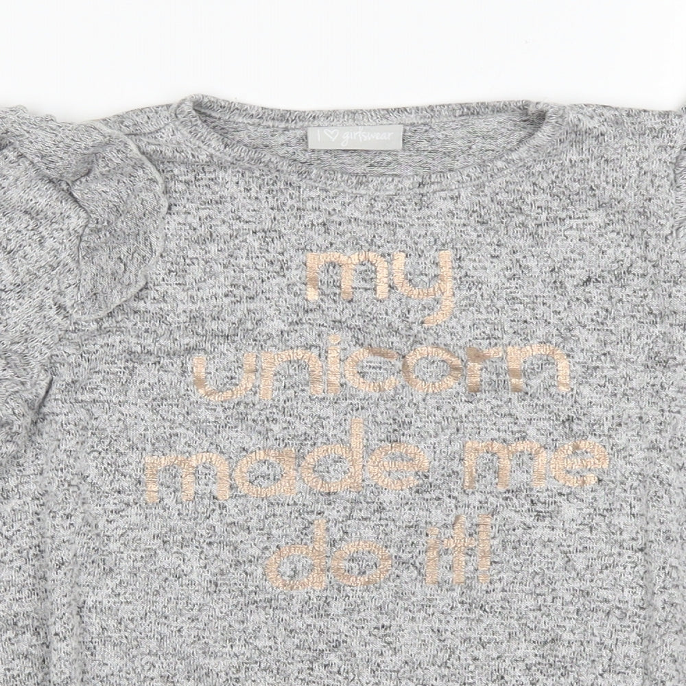 I Love Girlswear Girls Grey   Basic T-Shirt Size 7 Years