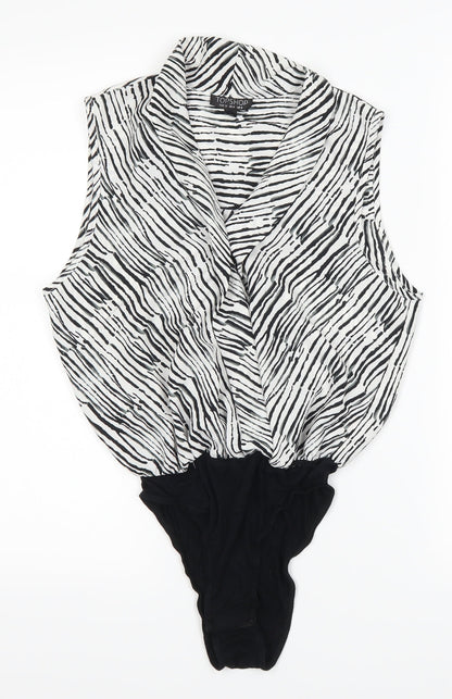 Topshop Womens Black Animal Print  Leotard One-Piece Size 8