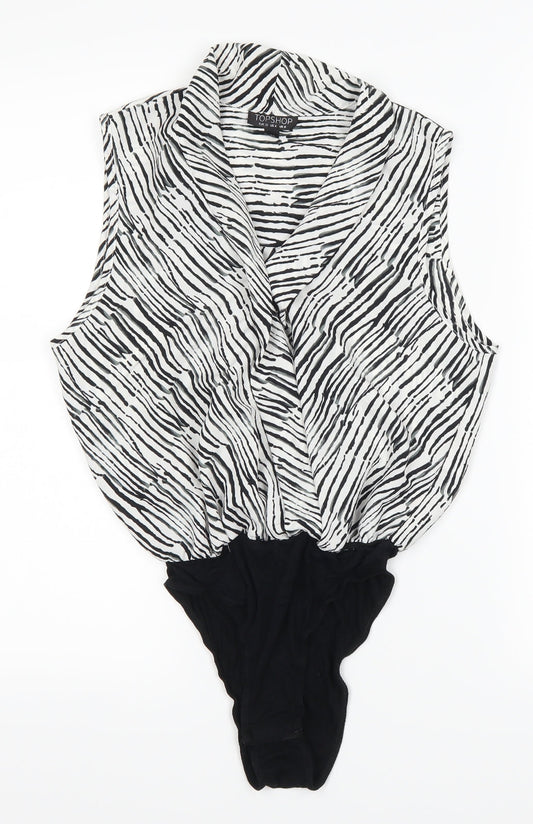 Topshop Womens Black Animal Print  Leotard One-Piece Size 8
