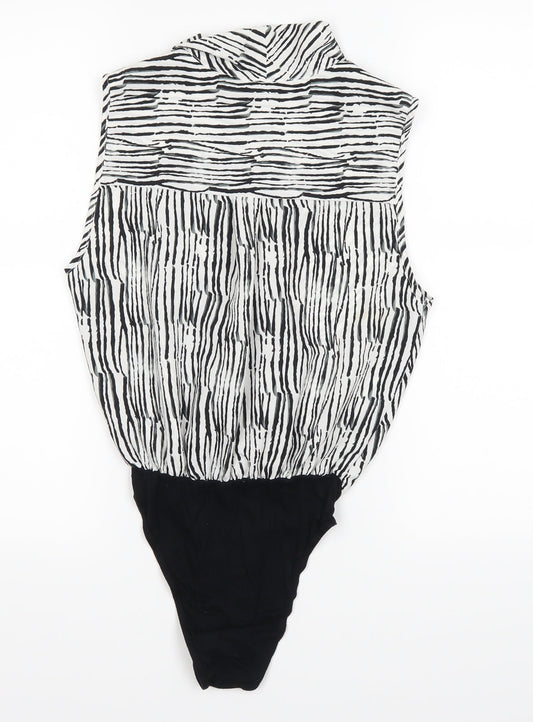 Topshop Womens Black Animal Print  Leotard One-Piece Size 8