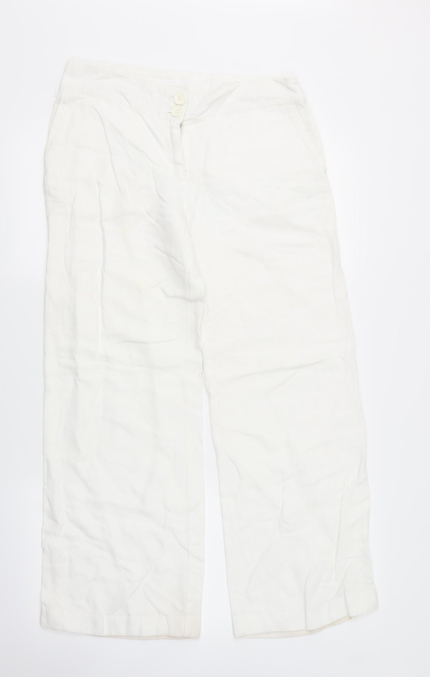 Womens UK Size 12 Preworn Regular Fit  White Trousers