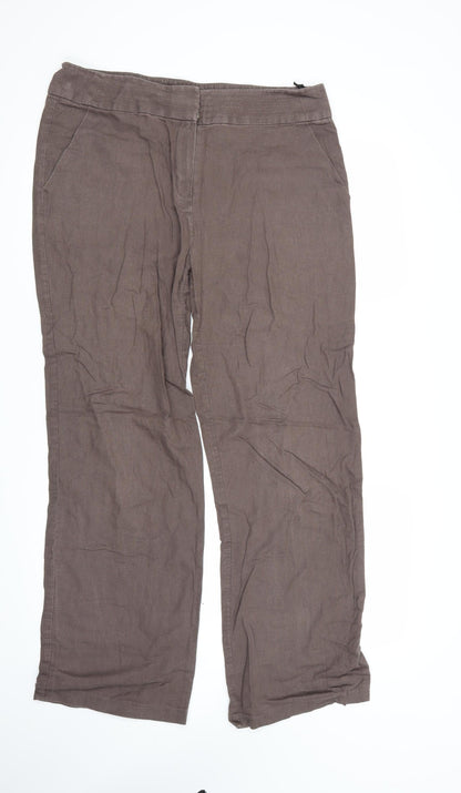 M&S Collection Womens Brown   Trousers  Size 14 L30.5 in