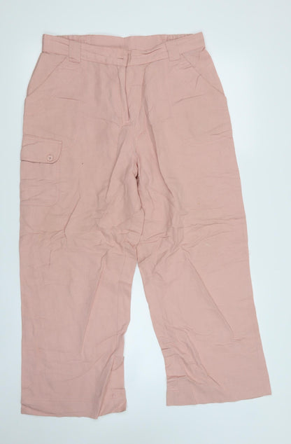 Womens UK Size 14 Casual Comfort Regular Fit  Pink Trousers
