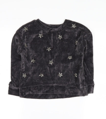 NEXT Girls Grey   Pullover Sweatshirt Size 7 Years  - stars