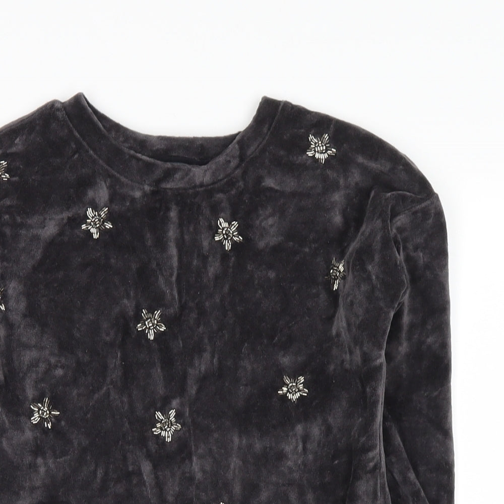 NEXT Girls Grey   Pullover Sweatshirt Size 7 Years  - stars