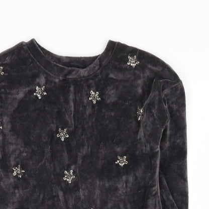 NEXT Girls Grey   Pullover Sweatshirt Size 7 Years  - stars