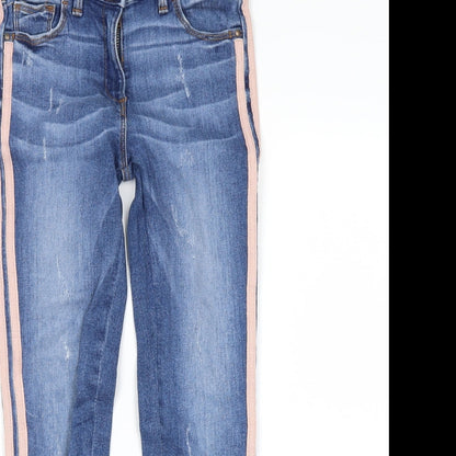 NEXT Girls Blue  Denim Skinny Jeans Size 9 Years - stripe on leg