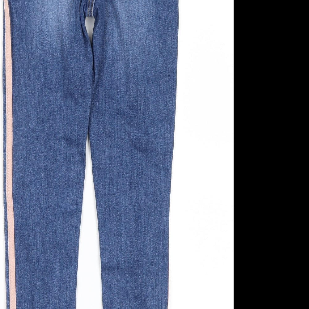 NEXT Girls Blue  Denim Skinny Jeans Size 9 Years - stripe on leg