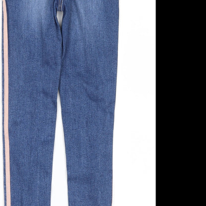 NEXT Girls Blue  Denim Skinny Jeans Size 9 Years - stripe on leg