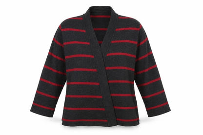 Country Casuals Womens Grey Striped Cardigan Jumper Size M