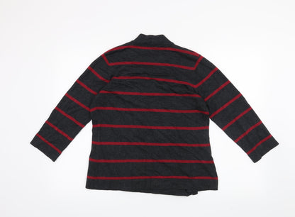 CC Womens Grey Striped  Cardigan Jumper Size M