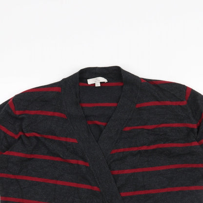 CC Womens Grey Striped  Cardigan Jumper Size M