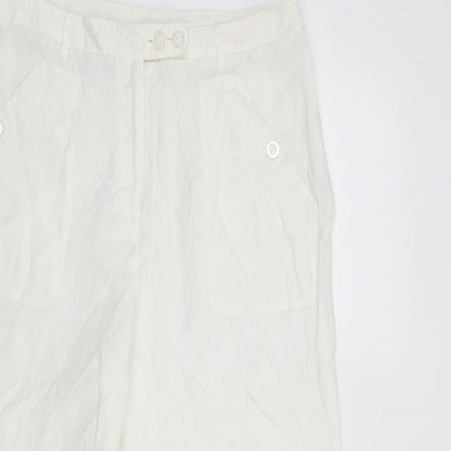 Michelle Womens White   Cropped Trousers Size 10 L23 in