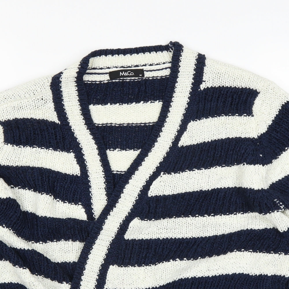 M&Co Womens Blue Striped  Cape Jumper Size M