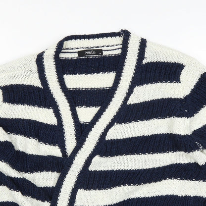 M&Co Womens Blue Striped  Cape Jumper Size M