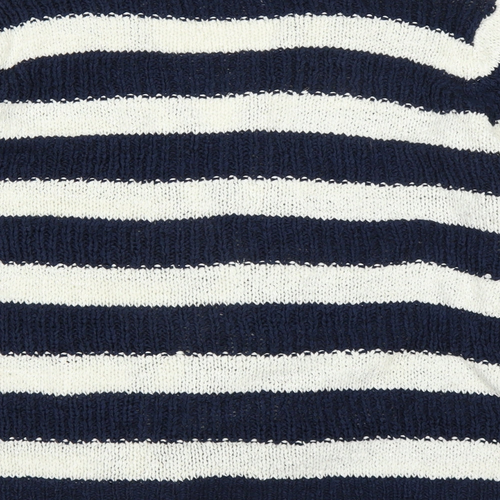 M&Co Womens Blue Striped  Cape Jumper Size M