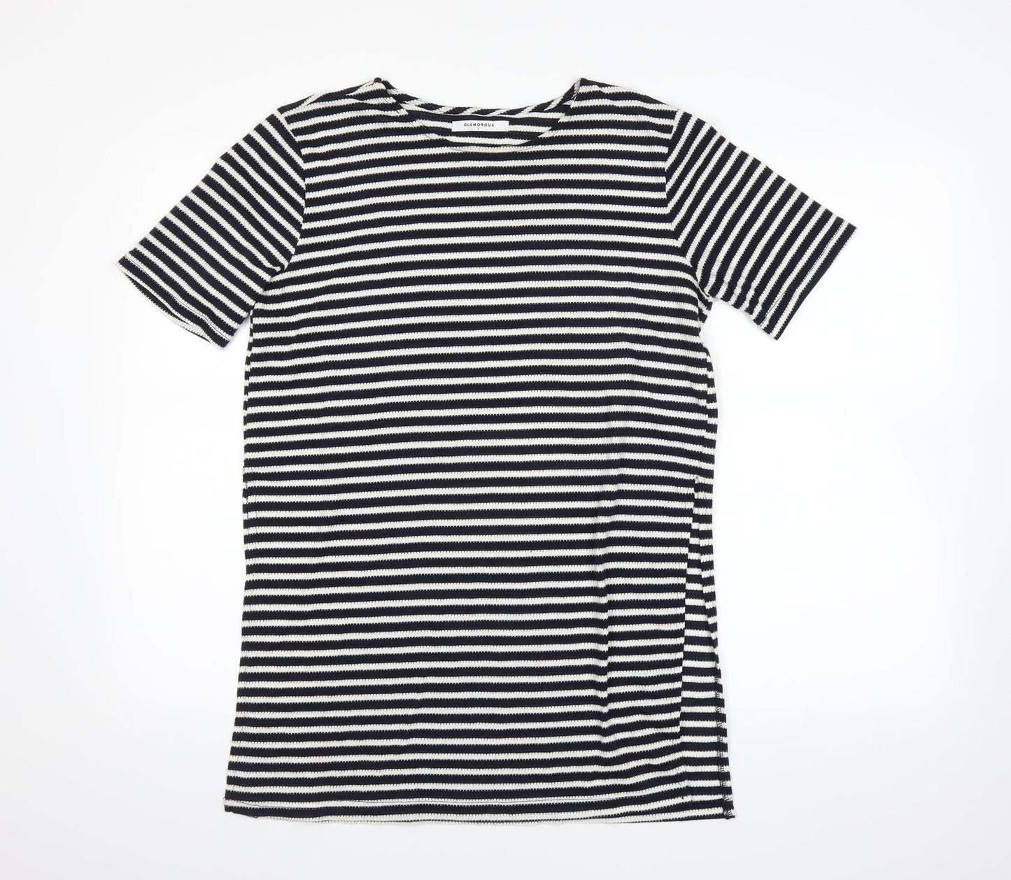 Glamorous Womens Blue Striped  Basic T-Shirt Size S
