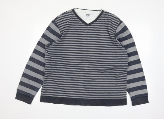 Easy Womens Blue Striped  Pullover Jumper Size 2XL