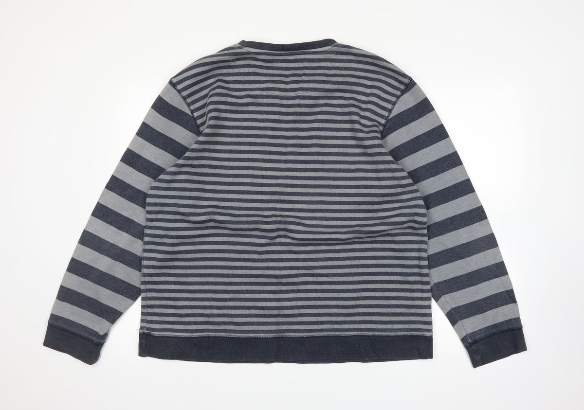 Easy Womens Blue Striped  Pullover Jumper Size 2XL