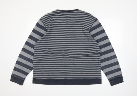 Easy Womens Blue Striped  Pullover Jumper Size 2XL