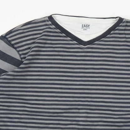 Easy Womens Blue Striped  Pullover Jumper Size 2XL