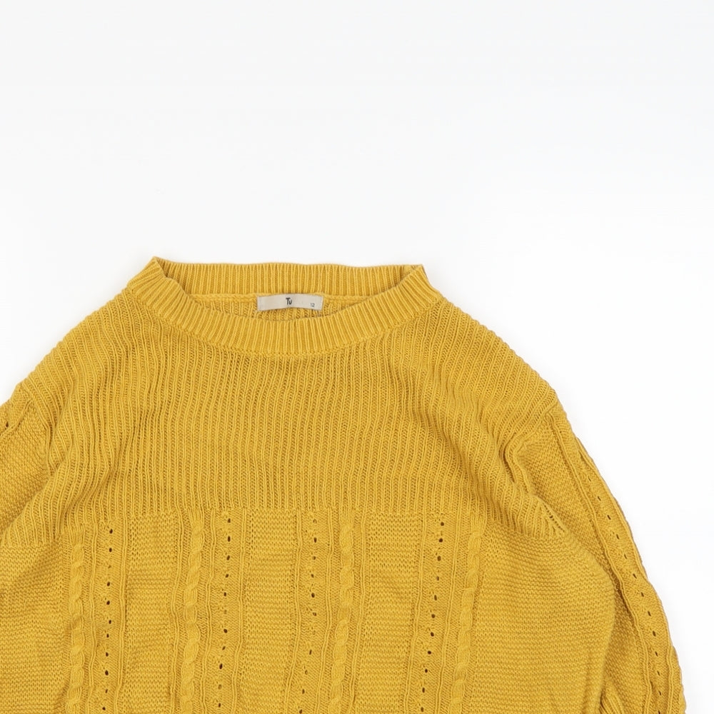 Tu Womens Yellow   Henley Jumper Size 12
