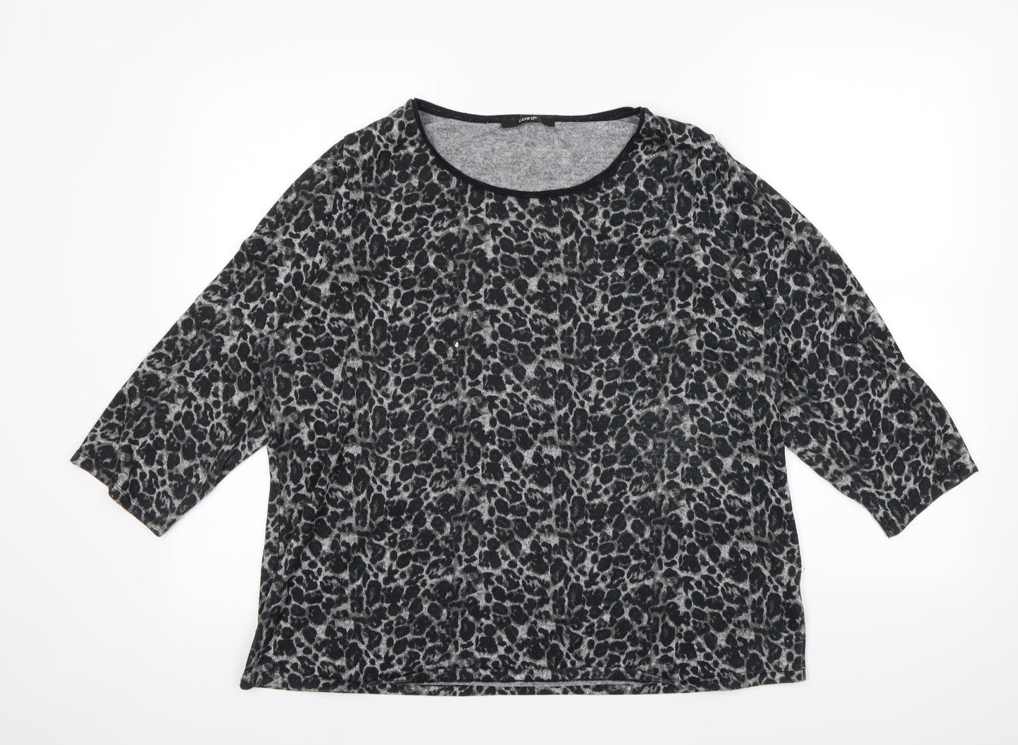 George Womens Black Animal Print  Pullover Sweatshirt Size 16