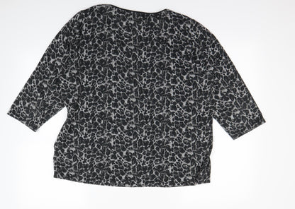 George Womens Black Animal Print  Pullover Sweatshirt Size 16