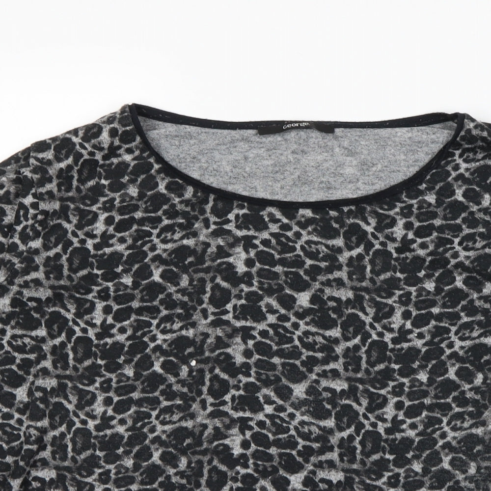 George Womens Black Animal Print  Pullover Sweatshirt Size 16