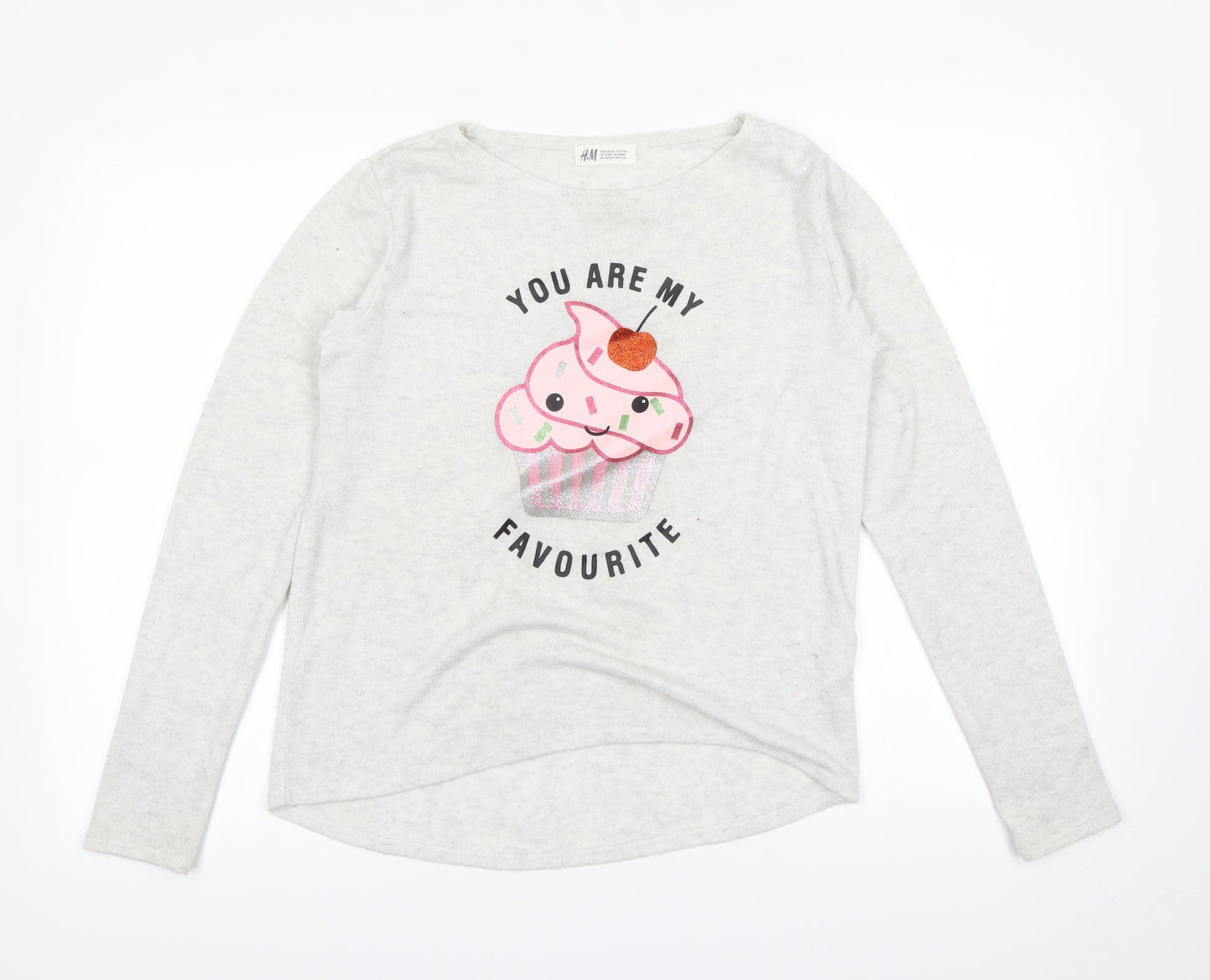 H&M Girls Grey   Pullover Sweatshirt Size 12-13 Years