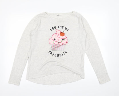 H&M Girls Grey   Pullover Sweatshirt Size 12-13 Years