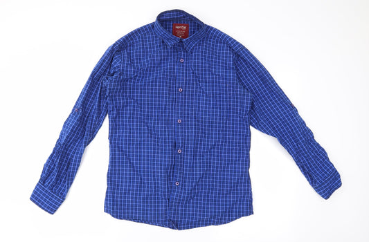 Mens UK Size L hiprofile Blue  Button-Up Long Sleeve Casual Shirt