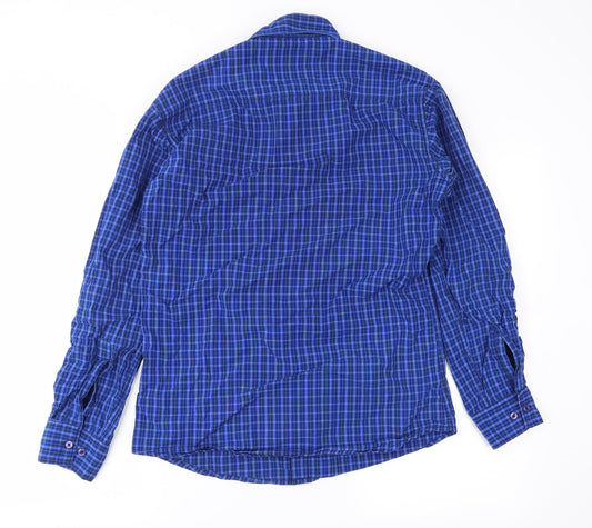 Mens UK Size L hiprofile Blue  Button-Up Long Sleeve Casual Shirt