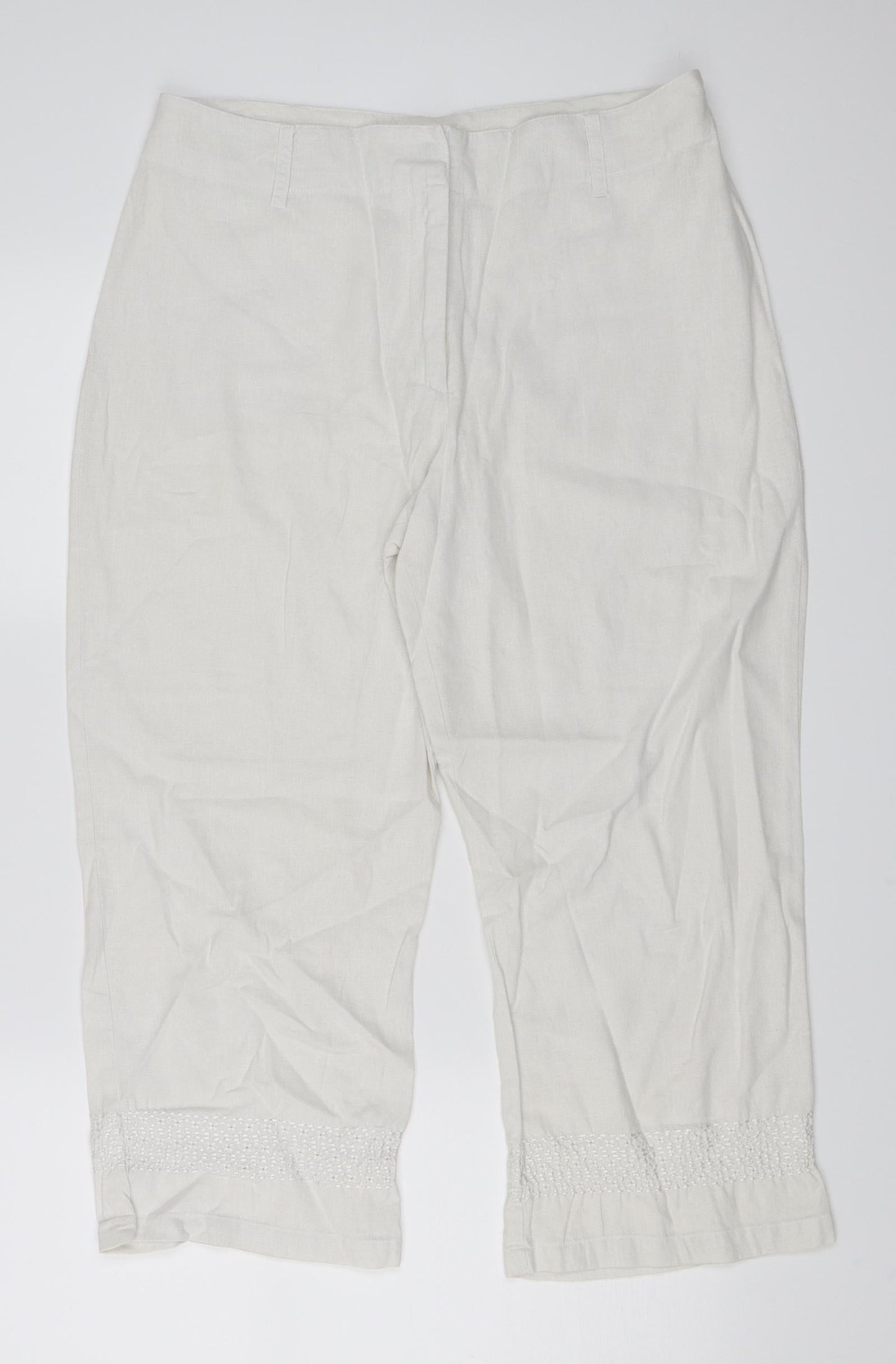 Ellie Louis Womens White   Trousers  Size 12 L22 in