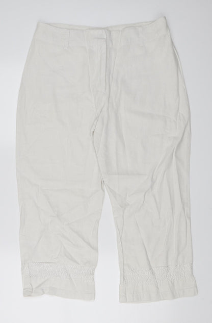 Ellie Louis Womens White   Trousers  Size 12 L22 in