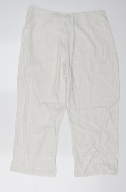 Ellie Louis Womens White   Trousers  Size 12 L22 in