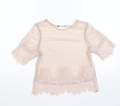 Womens UK Size 10 New Look Pink Basic T-Shirt