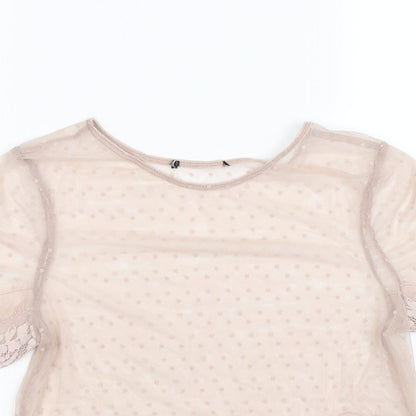 Womens UK Size 10 New Look Pink Basic T-Shirt