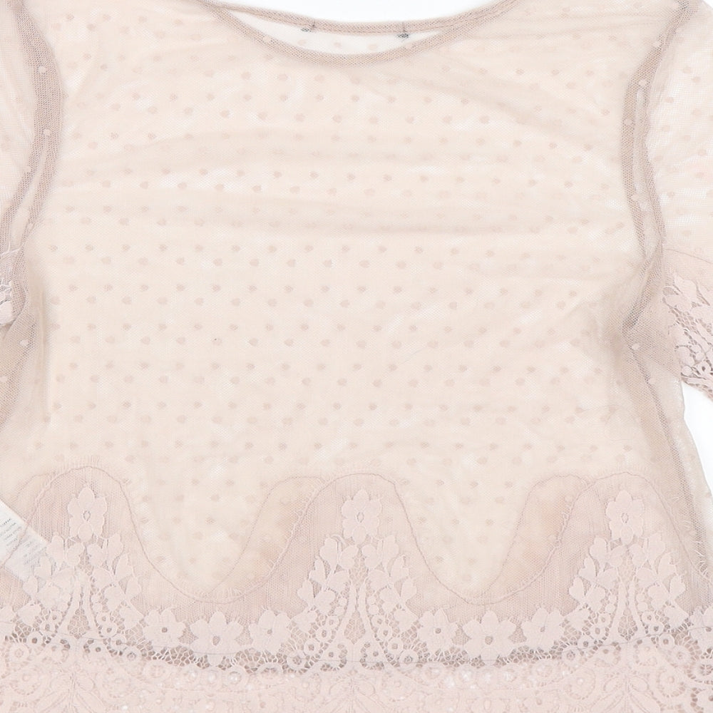 Womens UK Size 10 New Look Pink Basic T-Shirt