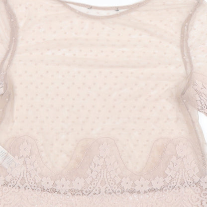 Womens UK Size 10 New Look Pink Basic T-Shirt