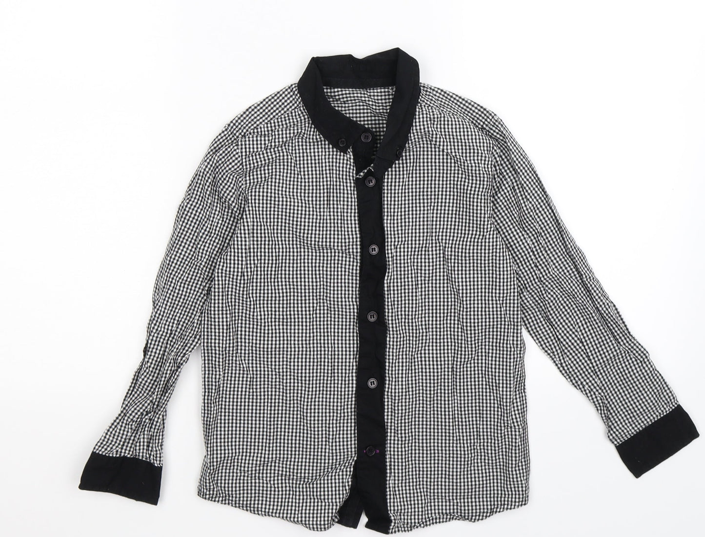 M&Co Boys Black Check  Basic Button-Up Size 6-7 Years
